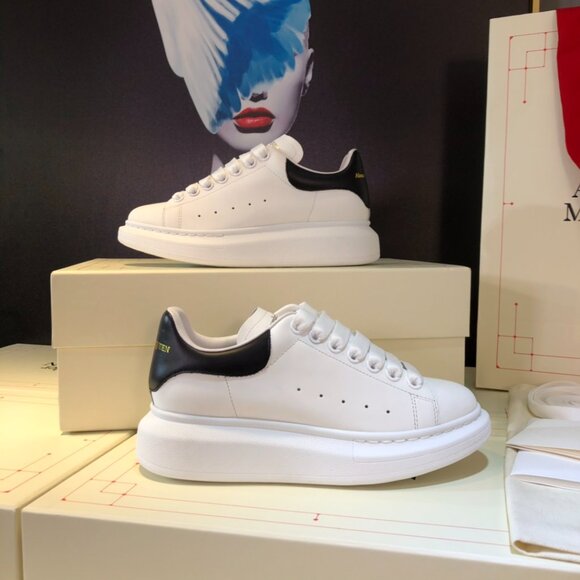 Alexander McQueen Shoes - Alexander McQueen Black and White Leather Sneakers